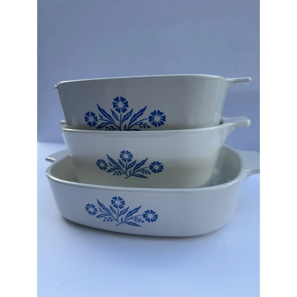 CorningWare Cornflower Blue Floral Casserole Vintage Dishes
